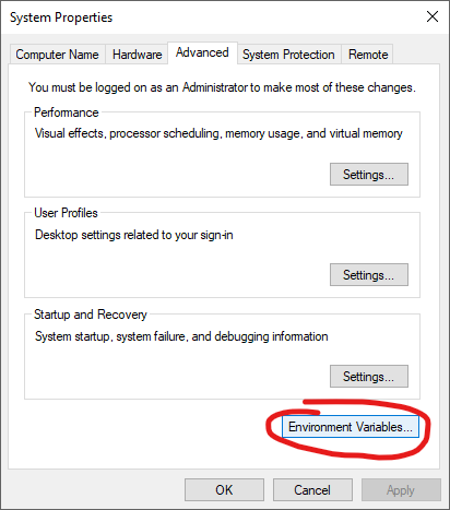 env vars Windows