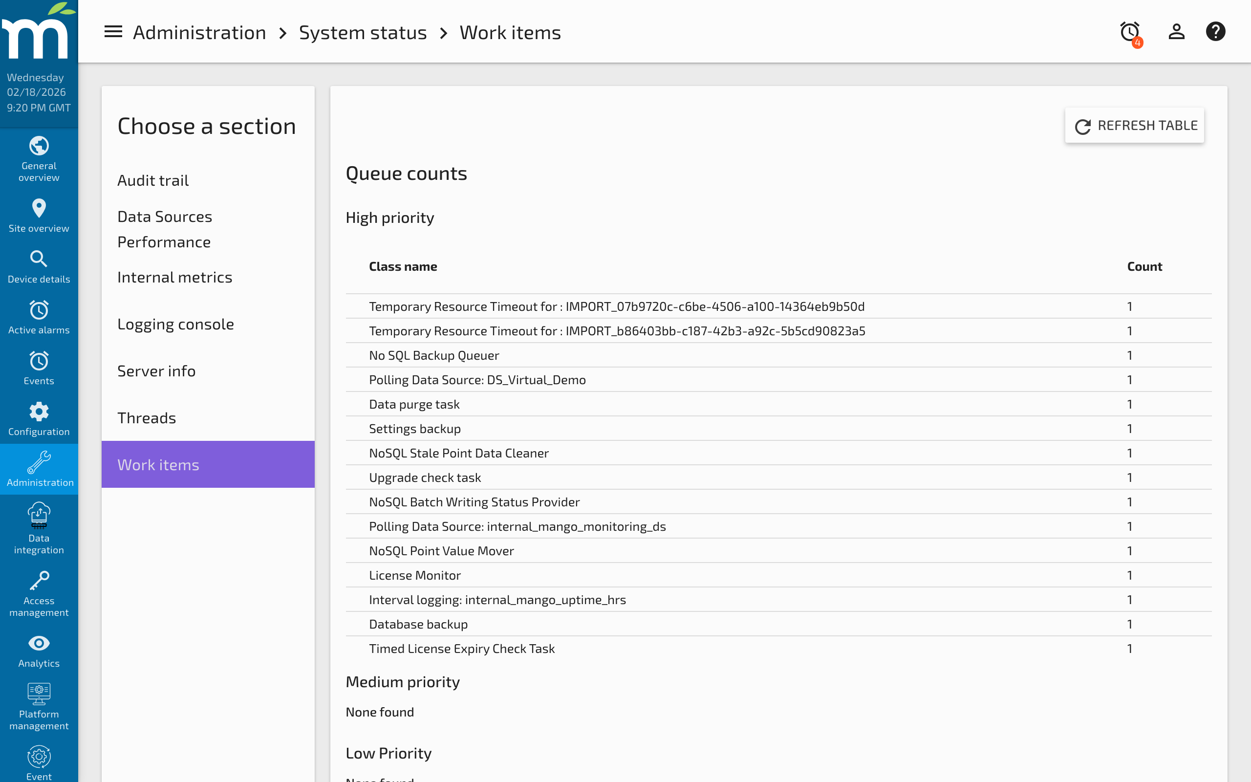 The Rejected Stats section showing task rejection counts and reasons